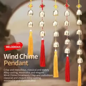 Chinese Solid Brass Bell Wind Chime – Feng Shui Hanging Ornament for Door, Home & Shop, 2025 Design