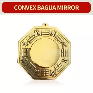 Feng Shui Brass Bagua Mirror Pendant – Yin Yang Tai Chi Convex/Concave Mirror for Protection and Home Decoration - Convex Mirror, 11.7 cm diagonal