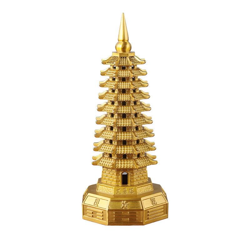 Brass Ba Gua Wen Chang Tower – 9-Tier & 13-Tier Copper Wen Chang Pagoda Feng Shui Home Desk Decoration - Image 2