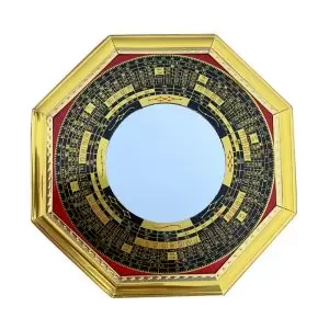 Golden-Edged Luo Pan Ba Gua Mirror – Convex & Concave Feng Shui Glass Mirror for Protection and Energy Adjustment