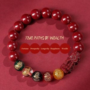 High-Content Cinnabar Pixiu Bracelet – Genuine Feng Shui Beaded Wealth Bracelet for Men & Women