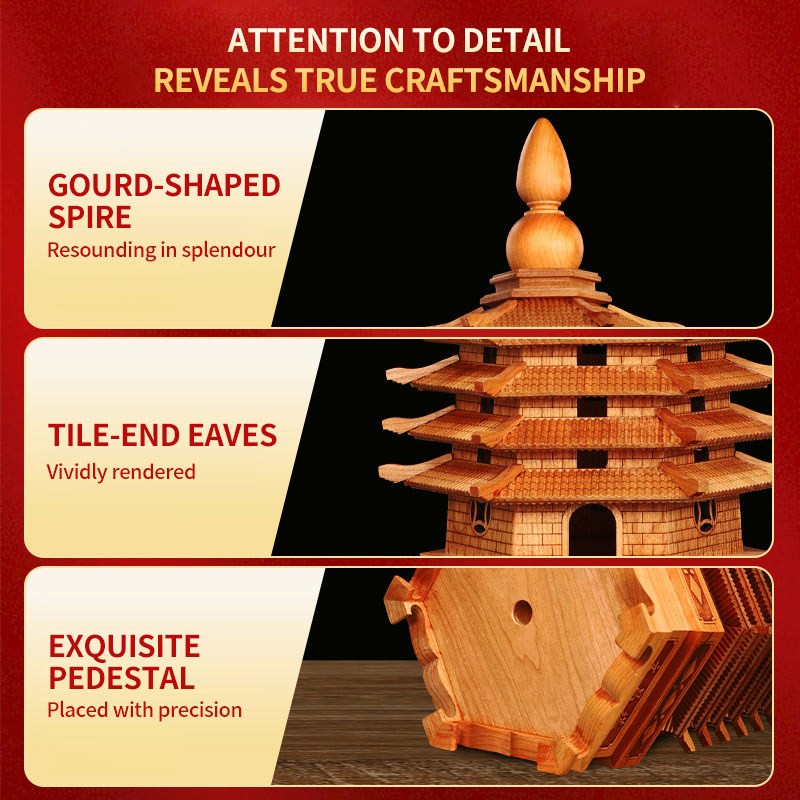 Peach Wood Wen Chang Tower – 9 & 13-Tier Feng Shui Pagoda for Study Room & Office Desk Decor - Image 3