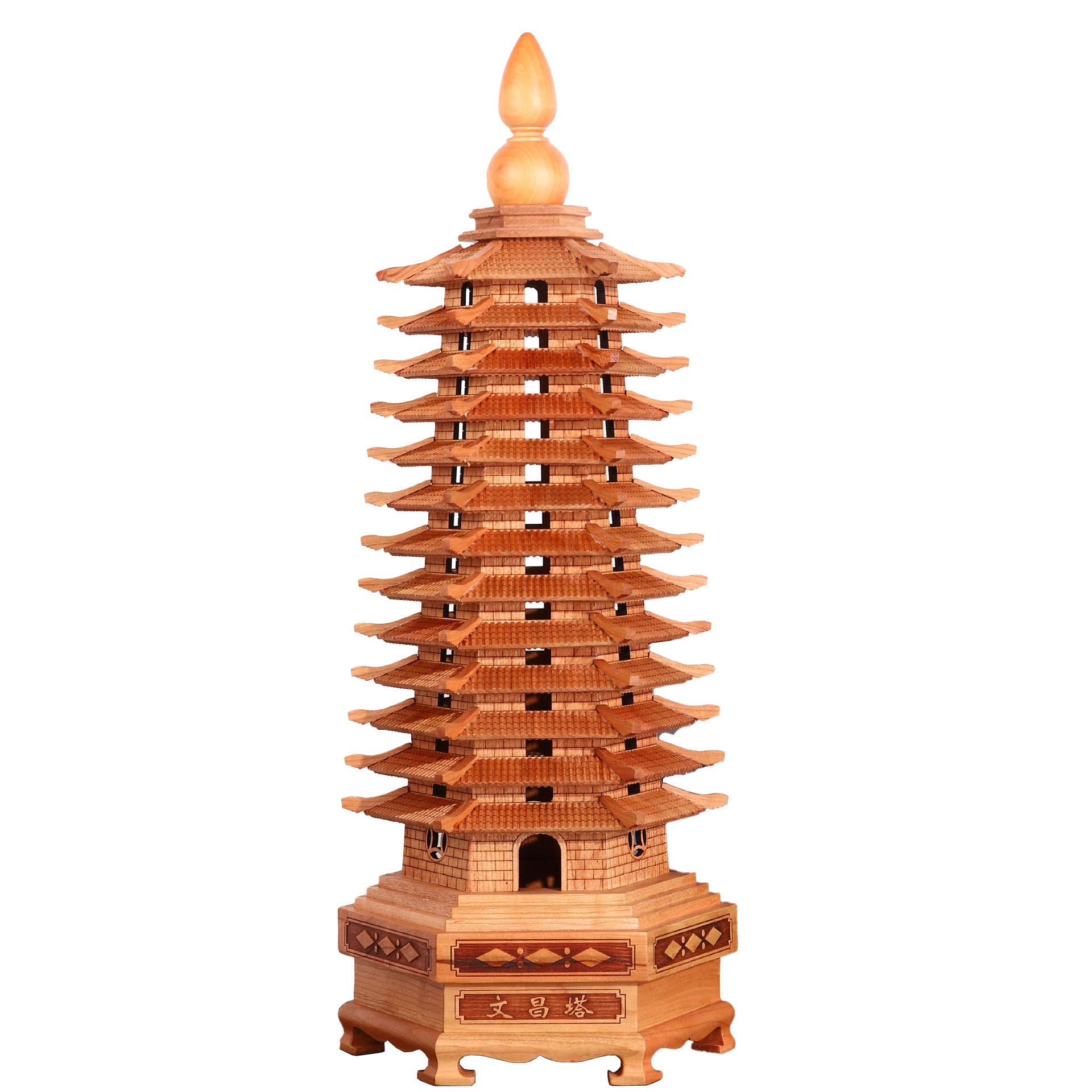 Peach Wood Wen Chang Tower – 9 & 13-Tier Feng Shui Pagoda for Study Room & Office Desk Decor - Image 2