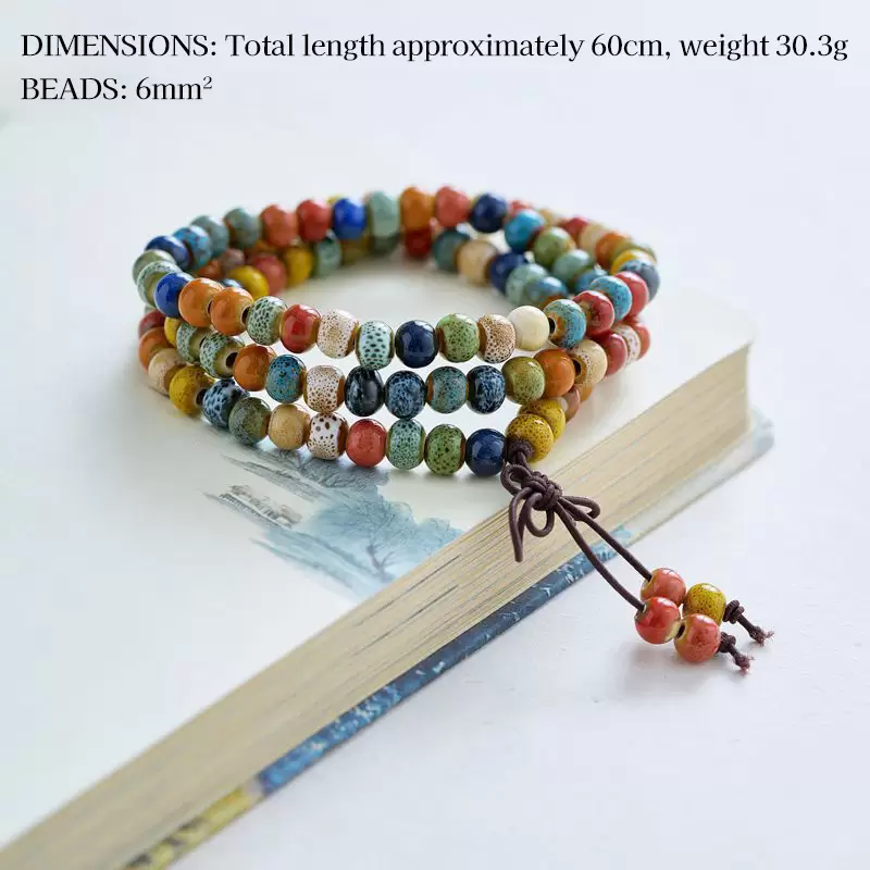 Women’s Ceramic Beaded Bracelet – Multi-Color Three-Layer Fashion Jewelry Gift for Girlfriend or Best Friend