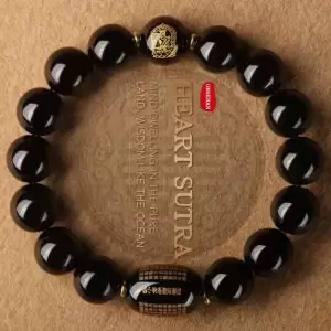 Men’s Buddhist Heart Sutra Bracelet – Prayer Beads Feng Shui Protection & Lucky Hand Chain for Men & Women