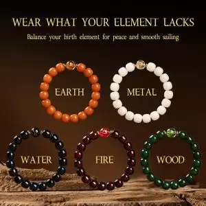 Natural Five Elements Bodhi Bead Bracelet – Feng Shui Prayer Beads & Lucky Buddhist Mala for Men & Women